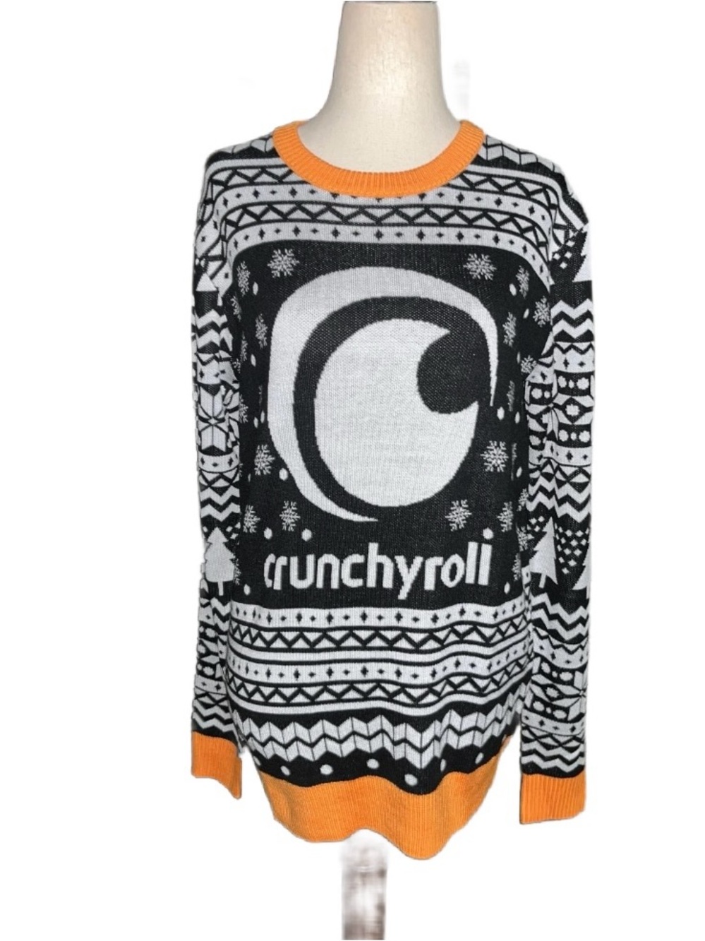 Crunchy Roll ~ Unisex Size Small ~  Holiday ~ Orange & Black ~ Sweater ~ New